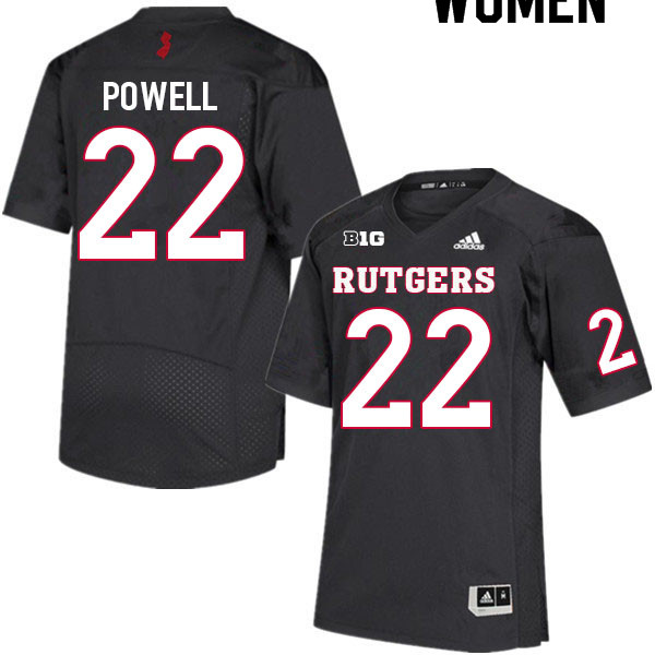 Women #22 Tyreem Powell Rutgers Scarlet Knights College Football Jerseys Sale-Black